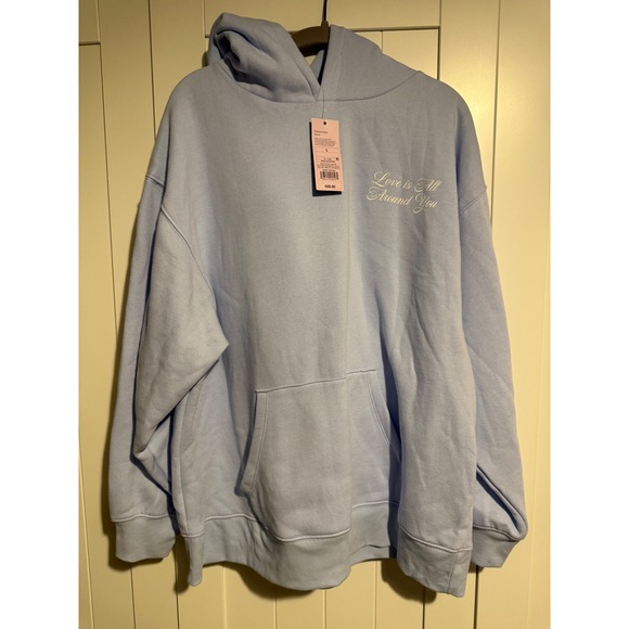 Wild Fable Womens Light Blue Hoodie Love is All Around You Cupid Print Size L - Picture 1 of 7